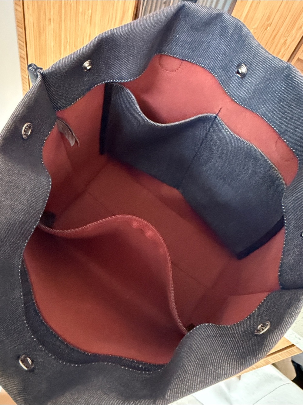 Longchamp Denim Canvas Tote with Leather Handles - Picture 5 of 7